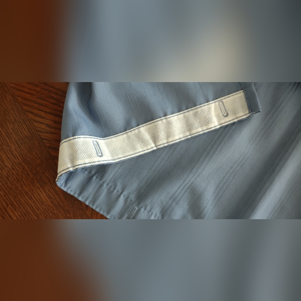 French Country Blue Shower Curtain With Satin Stripes - Picture 3 of 5